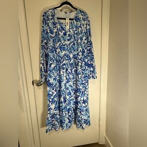 Styleword Floral Blue and White Dress XXL With Pockets